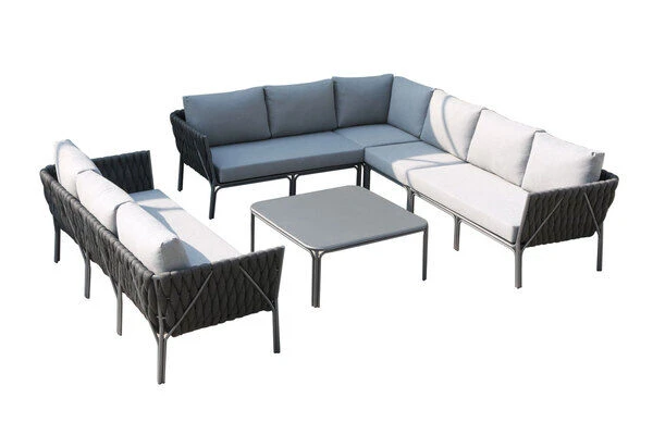 OUTFLEXX Mermaid Lounge-Set, Anthrazit, Alu/XL Rope, 6-teilig, Inkl. Sitz- Und Rückenkissen, Tisch 95 X 95 X 42 Cm 3 OUTFLEXX Mermaid Lounge-Set, Anthrazit, Alu/XL Rope, 6-teilig, Inkl. Sitz- Und Rückenkissen, Tisch 95 X 95 X 42 Cm – Bild 3