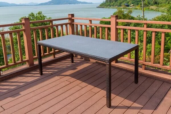 OUTFLEXX Dining Set, Braun Marmoriert, Polyrattan, Tisch 180x100cm, Spraystone, 6mm, 6 Sessel 3 OUTFLEXX Dining Set, Braun Marmoriert, Polyrattan, Tisch 180x100cm, Spraystone, 6mm, 6 Sessel – Bild 3