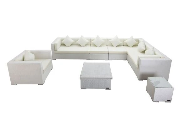 OUTFLEXX Loungemöbel-Set, Weiß, Polyrattan, Für 8 Personen, Inkl. Loungetisch, Wasserfeste Kissenbox 3 OUTFLEXX Loungemöbel-Set, Weiß, Polyrattan, Für 8 Personen, Inkl. Loungetisch, Wasserfeste Kissenbox – Bild 3