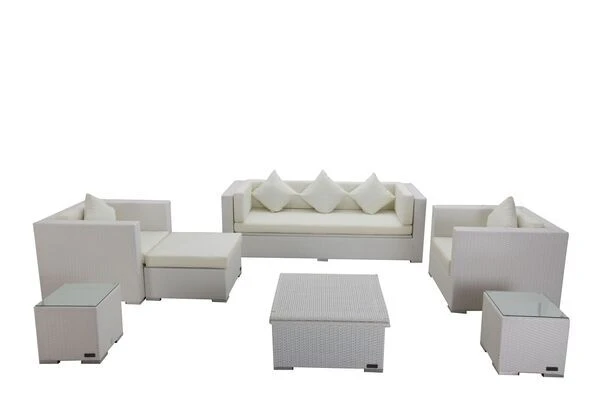 OUTFLEXX Loungemöbel-Set, Weiß, Polyrattan, Für 6 Personen, Inkl. Loungetisch, Wasserfeste Kissenbox 3 OUTFLEXX Loungemöbel-Set, Weiß, Polyrattan, Für 6 Personen, Inkl. Loungetisch, Wasserfeste Kissenbox – Bild 3