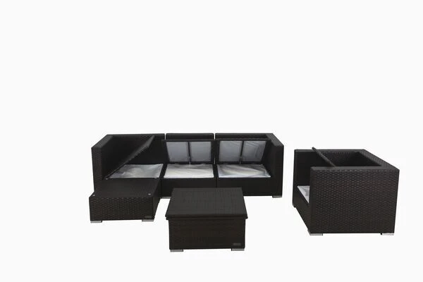 OUTFLEXX Loungemöbel-Set, Braun, Polyrattan, Für 5 Personen, Inkl. Loungetisch, Wasserfeste Kissenbox 8 OUTFLEXX Loungemöbel-Set, Braun, Polyrattan, Für 5 Personen, Inkl. Loungetisch, Wasserfeste Kissenbox – Bild 8