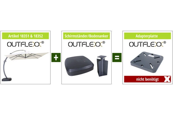 OUTFLEXX Luxus Ampelschirm, Anthrazit/creme, Edelstahl/Aluminium, 350x350cm, Inkl. Schirmständer Und Schutzhülle 4 OUTFLEXX Luxus Ampelschirm, Anthrazit/creme, Edelstahl/Aluminium, 350x350cm, Inkl. Schirmständer Und Schutzhülle – Bild 4