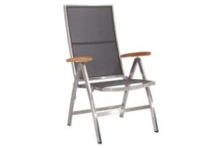 STERN Cardiff Esstischgruppe, Silber/silbergrau, Edelstahl/Teak, Tisch 200 X 100 Cm, 6 Stapel-, 2 Multipositionssessel -Kettler Verkaufsgeschäft 4 19777.jpg