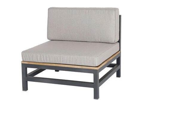 OUTFLEXX Ecklounge, Anthrazit, Alu/Akazie, 5 Personen, Inkl. Polster In Grau, Tisch 80 X 80 Cm Und Hocker 4 OUTFLEXX Ecklounge, Anthrazit, Alu/Akazie, 5 Personen, Inkl. Polster In Grau, Tisch 80 X 80 Cm Und Hocker – Bild 4