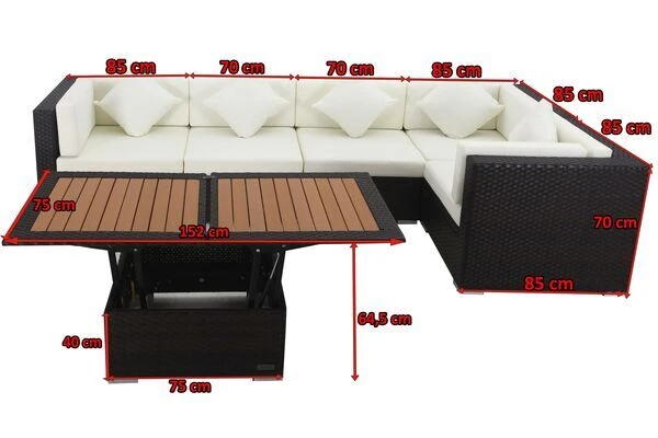 OUTFLEXX Ecklounge-Set Polyrattan, Braun, Für 5 Personen, Inkl. Loungetisch, Wasserfeste Kissenbox 5 OUTFLEXX Ecklounge-Set Polyrattan, Braun, Für 5 Personen, Inkl. Loungetisch, Wasserfeste Kissenbox – Bild 5