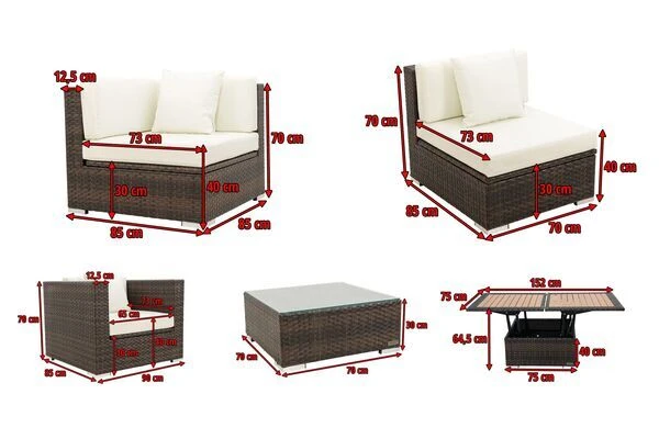 OUTFLEXX Loungemöbel-Set, Braun Marmoriert, Polyrattan, 5 Pers, Wasserfeste Kissenbox, Inkl. Loungetisch 5 OUTFLEXX Loungemöbel-Set, Braun Marmoriert, Polyrattan, 5 Pers, Wasserfeste Kissenbox, Inkl. Loungetisch – Bild 5