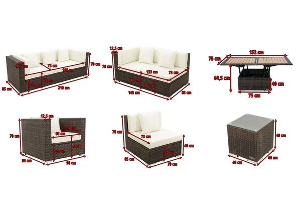 OUTFLEXX Loungemöbel-Set, Braun Marmoriert, Polyrattan, 8 Pers, Wasserfeste Kissenbox, Inkl. Loungetisch 5 OUTFLEXX Loungemöbel-Set, Braun Marmoriert, Polyrattan, 8 Pers, Wasserfeste Kissenbox, Inkl. Loungetisch – Bild 5