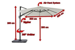OUTFLEXX Ampelschirm, Creme, Pulverbesch. Aluminium, 300x300 Cm, Inkl. Plattenständer, Twist-Funktion -Kettler Verkaufsgeschäft 5 16108.jpg