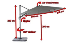 OUTFLEXX Ampelschirm, Anthrazit, Pulverbesch. Aluminium, 300x300 Cm, Inkl. Plattenständer, Twist-Funktion -Kettler Verkaufsgeschäft 5 16109.jpg