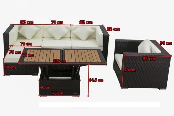 OUTFLEXX Loungemöbel-Set, Braun, Polyrattan, Für 5 Personen, Inkl. Loungetisch, Wasserfeste Kissenbox 5 OUTFLEXX Loungemöbel-Set, Braun, Polyrattan, Für 5 Personen, Inkl. Loungetisch, Wasserfeste Kissenbox – Bild 5