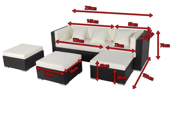 OUTFLEXX Loungemöbel-Set, Braun, Polyrattan, 5 Personen, Wasserfeste Kissenbox, Inkl. Kaffeetisch 5 OUTFLEXX Loungemöbel-Set, Braun, Polyrattan, 5 Personen, Wasserfeste Kissenbox, Inkl. Kaffeetisch – Bild 5