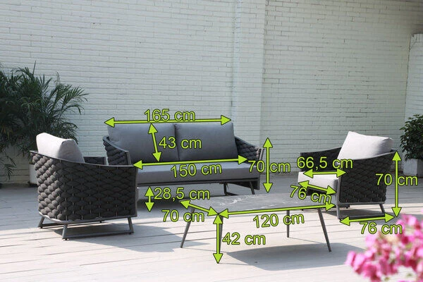 OUTFLEXX Oranger Blossom Lounge-Set, Anthrazit, Alu/XL Rope, 4-teilig, Inkl. Sitz- Und Rückenkissen, Tisch 120 X 70 X 42 Cm 5 OUTFLEXX Oranger Blossom Lounge-Set, Anthrazit, Alu/XL Rope, 4-teilig, Inkl. Sitz- Und Rückenkissen, Tisch 120 X 70 X 42 Cm – Bild 5