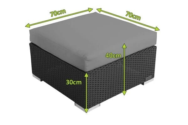 OUTFLEXX Beistelltisch/Hocker, Schwarz, Polyrattan, Inkl. Glasplatte Und Polster 5 OUTFLEXX Beistelltisch/Hocker, Schwarz, Polyrattan, Inkl. Glasplatte Und Polster – Bild 5
