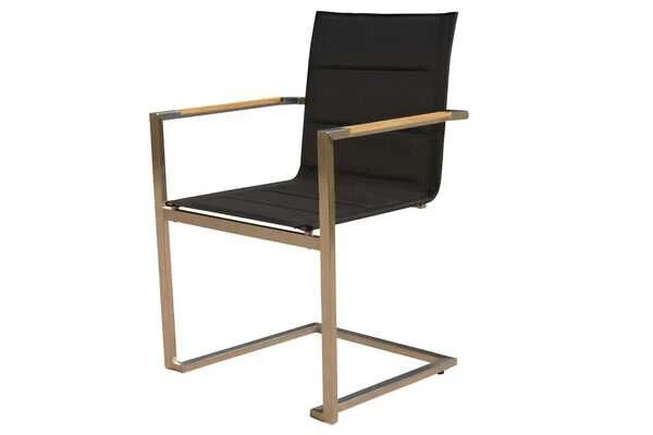 OUTFLEXX Esstischgarnitur, Edelstahl / FSC-Teak, Tisch 200 X 100 Cm, 6 Freischwinger Padded, Schwarz 7 OUTFLEXX Esstischgarnitur, Edelstahl / FSC-Teak, Tisch 200 X 100 Cm, 6 Freischwinger Padded, Schwarz – Bild 7