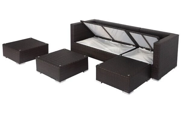OUTFLEXX Loungemöbel-Set, Braun, Polyrattan, 5 Personen, Wasserfeste Kissenbox, Inkl. Kaffeetisch 7 OUTFLEXX Loungemöbel-Set, Braun, Polyrattan, 5 Personen, Wasserfeste Kissenbox, Inkl. Kaffeetisch – Bild 7