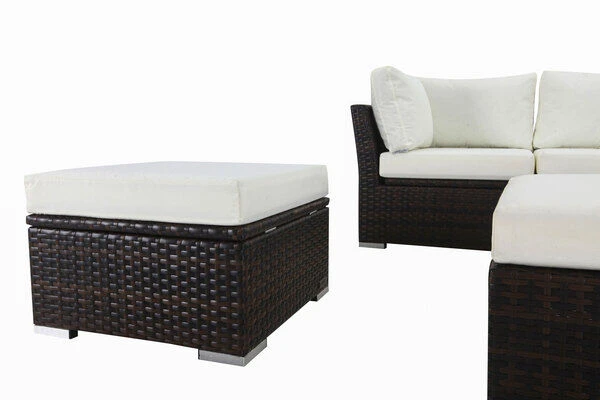 OUTFLEXX Loungemöbel-Set, Braun Marmoriert, Polyrattan, Inkl. Kaffeetisch, Für 5 Personen, Wasserfeste Kissenbox 7 OUTFLEXX Loungemöbel-Set, Braun Marmoriert, Polyrattan, Inkl. Kaffeetisch, Für 5 Personen, Wasserfeste Kissenbox – Bild 7