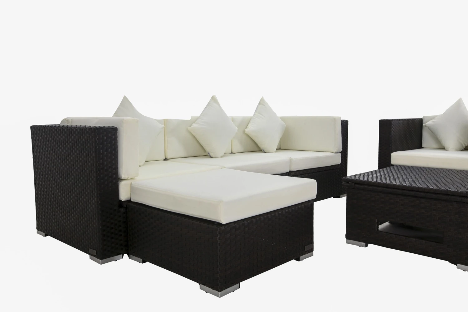 OUTFLEXX Loungemöbel-Set, Braun, Polyrattan, Für 5 Personen, Inkl. Loungetisch, Wasserfeste Kissenbox 11 OUTFLEXX Loungemöbel-Set, Braun, Polyrattan, Für 5 Personen, Inkl. Loungetisch, Wasserfeste Kissenbox – Bild 11