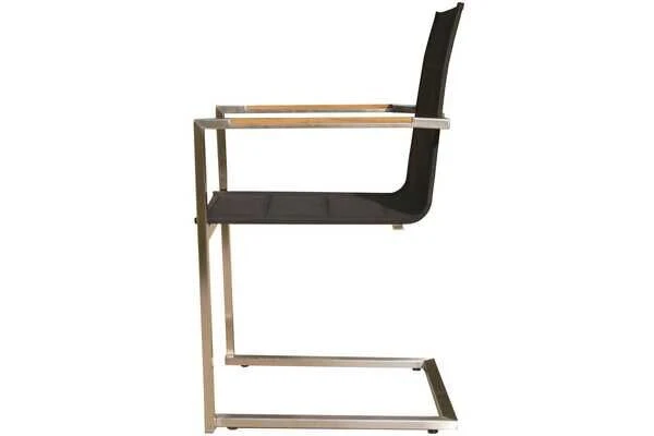 OUTFLEXX Esstischgarnitur, Edelstahl / FSC-Teak, Tisch 200 X 100 Cm, 6 Freischwinger Padded, Schwarz 8 OUTFLEXX Esstischgarnitur, Edelstahl / FSC-Teak, Tisch 200 X 100 Cm, 6 Freischwinger Padded, Schwarz – Bild 8