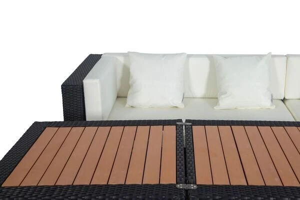 OUTFLEXX Loungemöbel-Set, Schwarz, Polyrattan, 6 Personen, Wasserfeste Kissenbox, Inkl. Loungetisch 8 OUTFLEXX Loungemöbel-Set, Schwarz, Polyrattan, 6 Personen, Wasserfeste Kissenbox, Inkl. Loungetisch – Bild 8