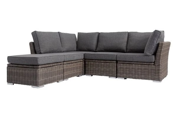 OUTFLEXX Loungegarnitur, Polyrattan/Teakholz, Tisch 160x90cm, Für 5 Personen, Wasserfeste Kissenbox 9 OUTFLEXX Loungegarnitur, Polyrattan/Teakholz, Tisch 160x90cm, Für 5 Personen, Wasserfeste Kissenbox – Bild 9
