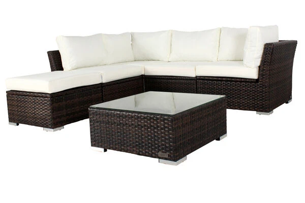 OUTFLEXX Loungemöbel-Set, Braun Marmoriert, Polyrattan, Inkl. Kaffeetisch, Für 5 Personen, Wasserfeste Kissenbox 9 OUTFLEXX Loungemöbel-Set, Braun Marmoriert, Polyrattan, Inkl. Kaffeetisch, Für 5 Personen, Wasserfeste Kissenbox – Bild 9